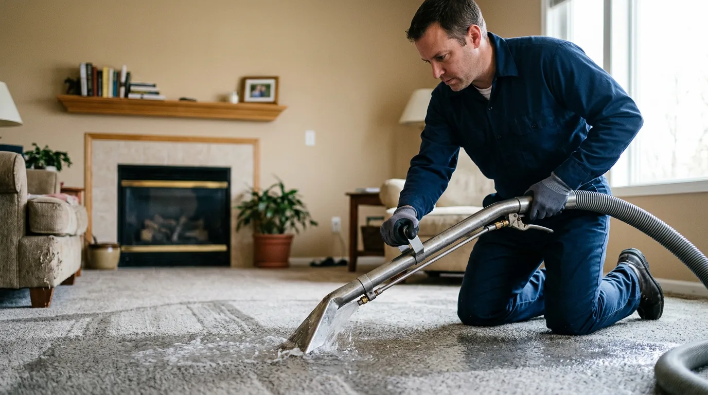Water damage restoration technician working near Newfoundland, PA